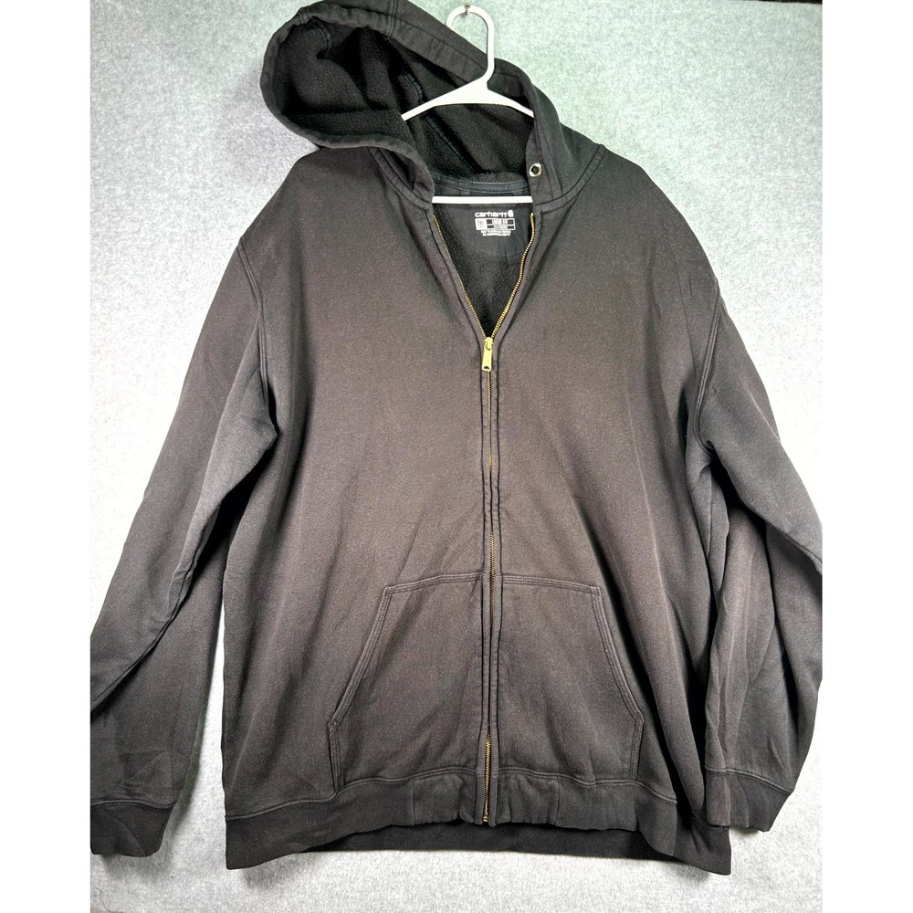 Carhartt Hoodie Mens 2XLT Black Loose Fit Fleece Lined Cozy Warm Kangaroo Pocket